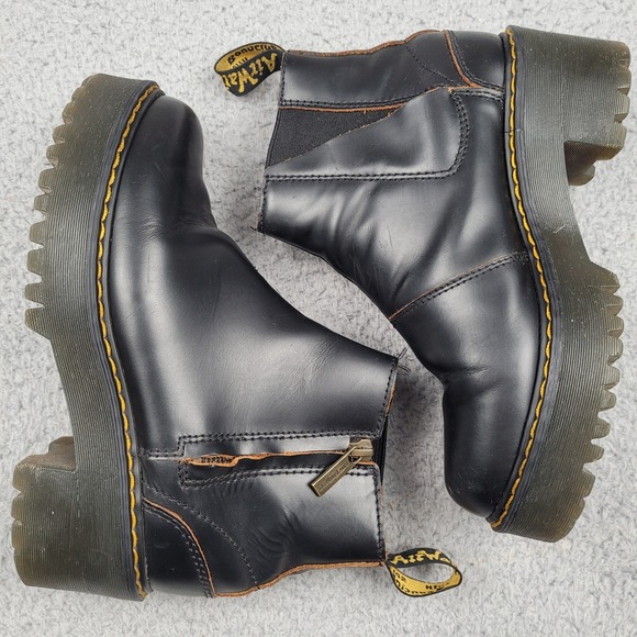 Dr Martens Rometty II Black Leather Chelsea Platform Ankle Boots Womens US 6 - Picture 4 of 9